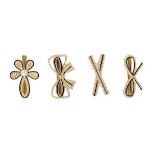 Unique Bargains Women's Fashion Grace Bow Faux Pearl Hair Clips Gold Tone Black White 4 Pcs - 1 of 3