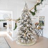 LuxenHome 7.5Ft Pre-Lit Flocked Slender Artificial Christmas Tree Green - 3 of 4