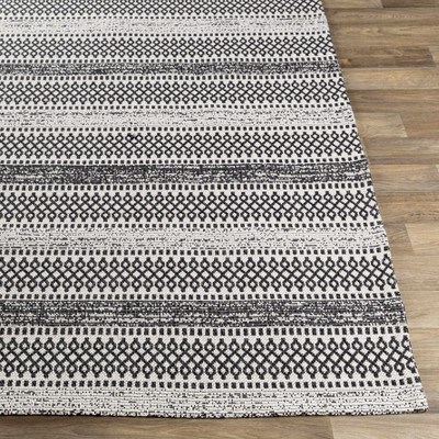 Planada Black and Cream Flatwoven Cotton 5' x 7' Area Rug