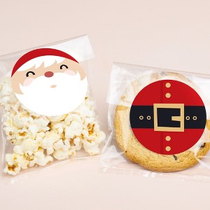 Big Dot of Happiness Jolly Santa Claus Stickers and Clear Cookie Bags, Cellophane Treat Bags 4.25x7 Inches, Party Favor Gifts for Goodie - 25 Count - 1 of 4