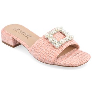 Journee Collection Womens Justina Slip On Raffia Flat Sandals - 1 of 4