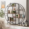 67" Round 5-Tier Metal Plant Stand and Bookcase,Industrial Display Shelf for Balcony or Office–The Pop Home - 2 of 4