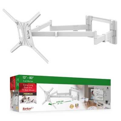 Barkan 13" - 83" Extra Long, Dual Arm TV Wall Mount, Full Motion - Extension, Swivel & Tilt
