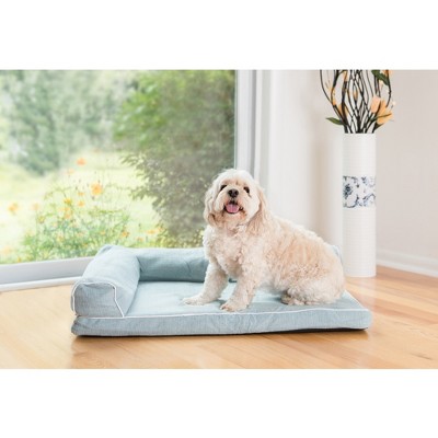 Medium Blue Orthopedic Polyester Pet Bed with Bolster