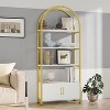 COUCHETA 71.5'' Tall 4-Tier Arched Bookshelf with Doors, Industrial Style,  Industrial with Studry Metal Frame and Open Shelves - 2 of 4