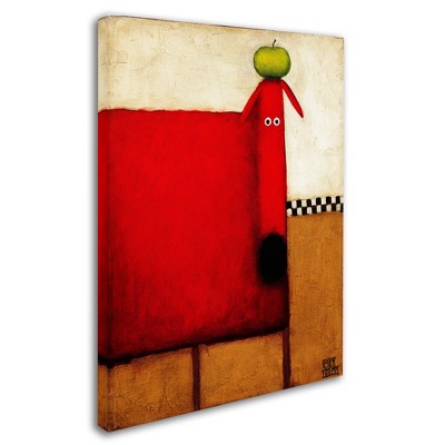 Trademark Fine Art -Daniel Patrick Kessler 'Red Dog With Apple' Canvas Art