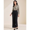 INSPIRE CHIC Women's Satin Collar V Neck Long Sleeve Office Dressy Blouse - 2 of 4