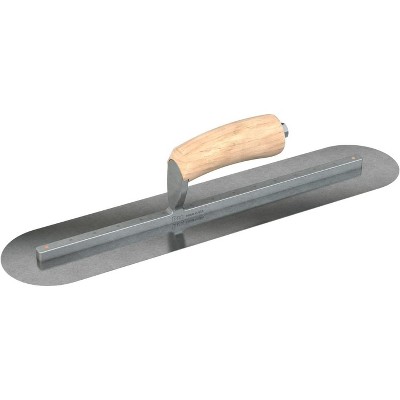 Bon Tool 66-196 Finish Trowel - Round - Car Steel - 18 X 4 - Wood - Long Shank