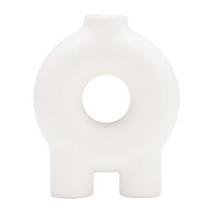 Sagebrook Home 7" Ceramic Vase Contemporary Abstract Donut Cut-Out Vase with Feet Decorative Vase - 1 of 4