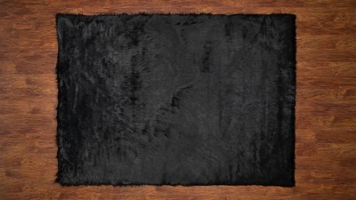 Pink Faux Sheepskin Rectangular Tufted Rug 5' x 7'