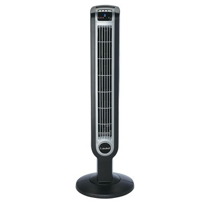Lasko 2505 36 Inch 3-Speed Portable Electric Remote Controlled Widespread Oscillating Quiet Tower Fan and Ionizer with 7 Hour Touch Timer,  Black