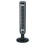 Lasko 2505 36 Inch 3-Speed Portable Electric Remote Controlled Widespread Oscillating Quiet Tower Fan and Ionizer with 7 Hour Touch Timer,  Black