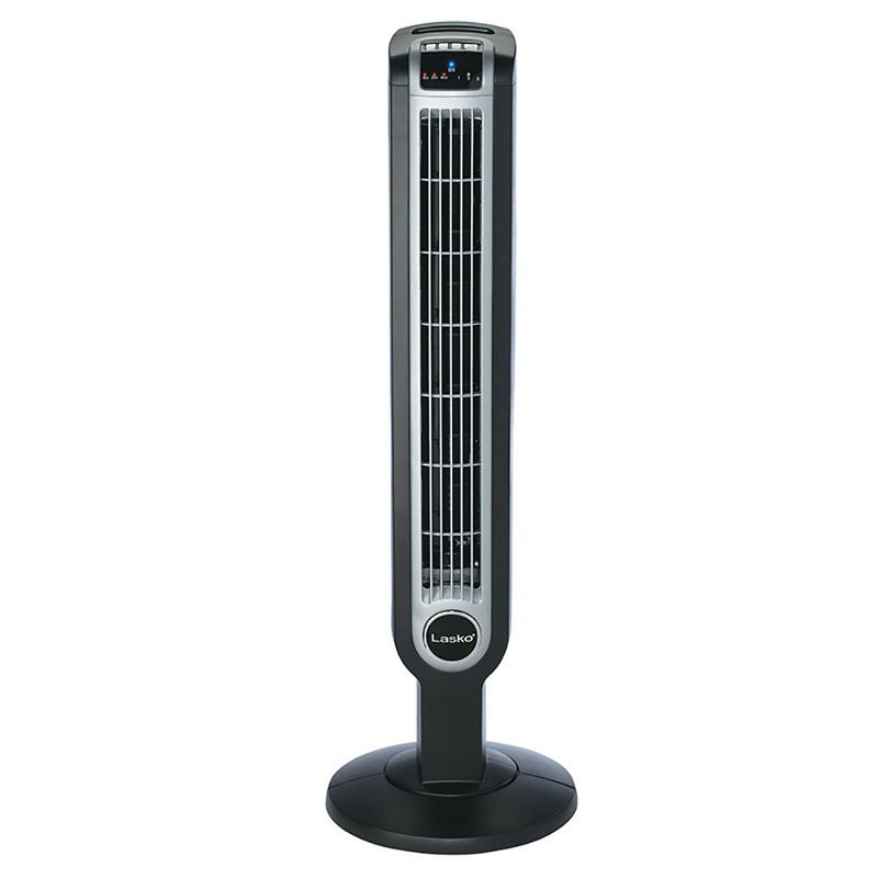 Lasko 2505 36 Inch 3-Speed Portable Electric Remote Controlled Widespread Oscillating Quiet Tower Fan and Ionizer with 7 Hour Touch Timer,  Black, 1 of 6