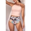 Eomenie Womens Tankini Swimsuit Tummy Control Halter Slimming Two Piece Bathing Suit with High Waisted Bottom - 2 of 3