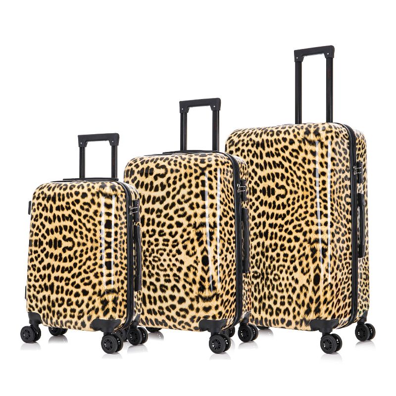 InUSA PRINTS Lightweight Hardside Checked Spinner 3pc Luggage Set - Cheetah, 3 of 14
