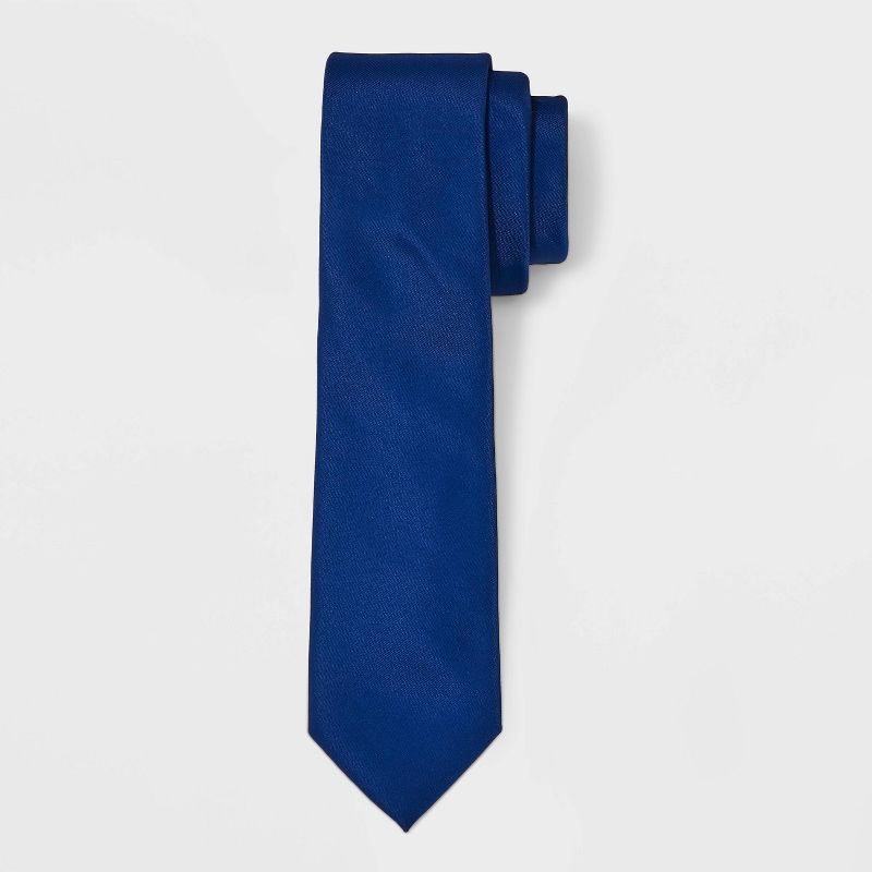 Men&#39;s Solid Satin Neck Tie - Goodfellow &#38; Co&#8482; Navy Blue One Size, 1 of 5