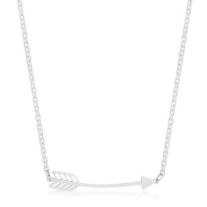 Slickblue Minimalist Arrow Design Necklace, 16" Stainless Steel Chain with 2" Extender, Rose Gold/Silver Finish - 1 of 4