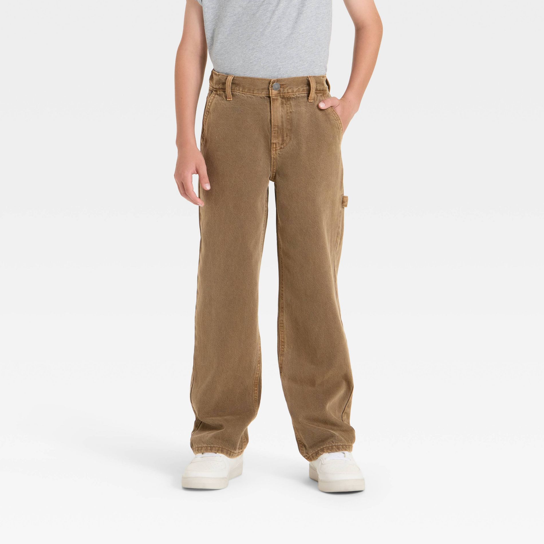 Boys' Mid-Rise Relaxed Fit Carpenter Jeans - art class™ Brown 12