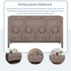 Carved Flower Door Handle Antique 4-Door Cabinet, Storage Sideboard for Living Room, Kitchen, Hallway - 3 of 4
