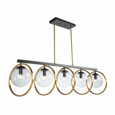 Artcraft Lighting Lugano 5 - Light Chandelier in  Black/Vintage Brass