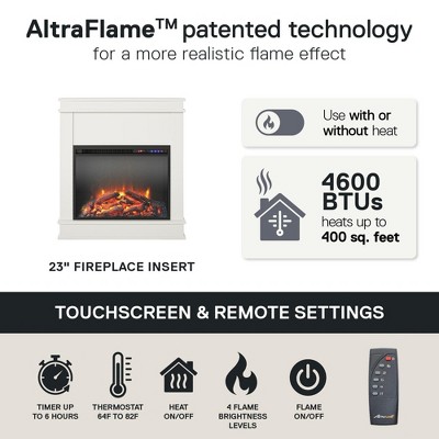 Ameriwood Home Mateo Electric Fireplace Space Heater with Mantel, White