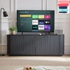 PAGED Contemporary Wave Pattern Sideboard Storage Cabinet  TV Stand, Vertical Striped Pantry Cabinet with Curved Panels & Press-Spring Doors - 3 of 4