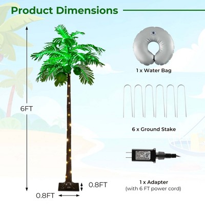 6 FT LED Lighted Artificial Palm Tree with Coconuts and Lights