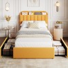 Twin Bed Frame with Storage Headboard, Kids Bed Frame with 2 Drawers, Boucle Upholstered Platform Bed with Bookcase, No Box Spring Needed - 2 of 4