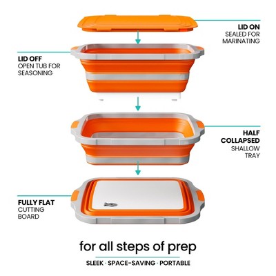 Modern Innovations Collapsible BBQ Prep Tub 16 L with Lid Drain Spout Cutting Board Marinating Grilling Tray Food Storage for Outdoor Cooking Camping Tailgating Kitchen — фото 2
