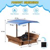Large Wooden Cedar Sand Box, Wooden Octagon Kids Sandbox with Cover, Sandpit with 4 Benches and Bottom Liner Covered Sand Box for Kids Outdoor - 2 of 4