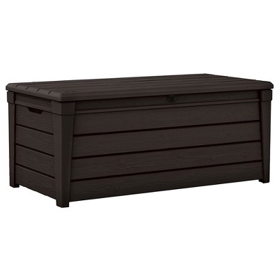 Brown Fade-Resistant Lockable Resin Deck Box with 120 Gallon Capacity