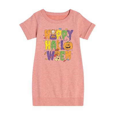 - Garfield - Happy Halloween Icons Graphic Short Sleeve Fleece Dress
