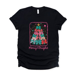 Merry & Bright Bow Tree - Women's Short Sleeve Graphic T-Shirt - 1 of 4