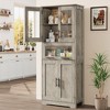 CuisinSmart Tall Bathroom Cabinet, 67'' Storage Cabinet with Glass Doors & Adjustable Shelf, Freestanding Cupboard for Living Room Kitchen Pantry - 3 of 4