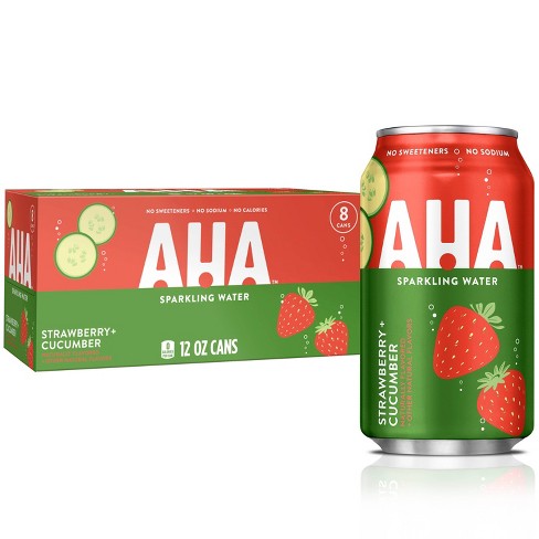 AHA Strawberry + Cucumber Sparkling Water - 8pk/12 fl oz Cans - image 1 of 3