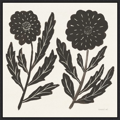 Amanti Art Floral Simplicity II Cream by Danhui Nai Canvas Wall Art Print Framed 22 x 22-in.