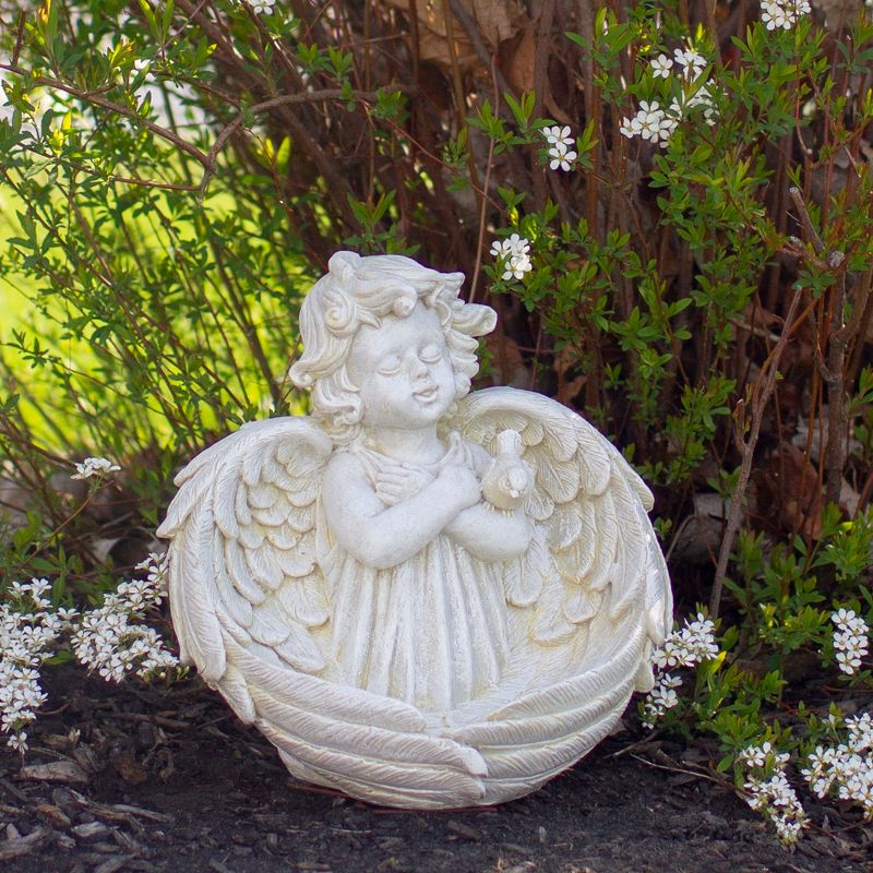Northlight 9" Cherub Angel Wings Bird Feeder Outdoor Garden Statue, 2 of 6