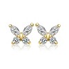 Guili Sterling Silver 14K Gold Plated Marquise CZ Butterfly Stud Earrings, Elegant & Dazzling for Everyday Wear & Special Occasions - 3 of 3