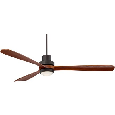 66" Casa Vieja Modern Indoor Ceiling Fan with Light LED Remote Control Delta-wing Oil Rubbed Bronze Wood Opal Glass for Living Room Kitchen Bedroom