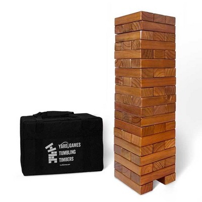 Yard Games Large Jr. Tumbling Timbers Wood Stacking Party Tailgate Backyard Game Indoor Outdoor with Carrying Case