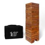 Yard Games Giant Tumbling Timbers Wood Stacking Party Tailgate Backyard Game Indoor Outdoor with Carrying Case for Kids Adults, 30 Inch, Stained