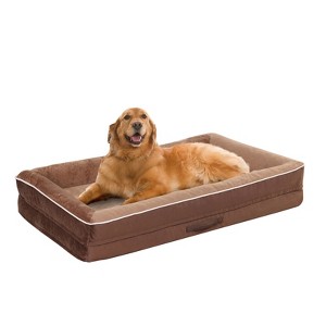 Flannel Waterproof Pet Bed Non-Slip Bottom Egg Crate Foam with Removable Washable Cover - 1 of 1