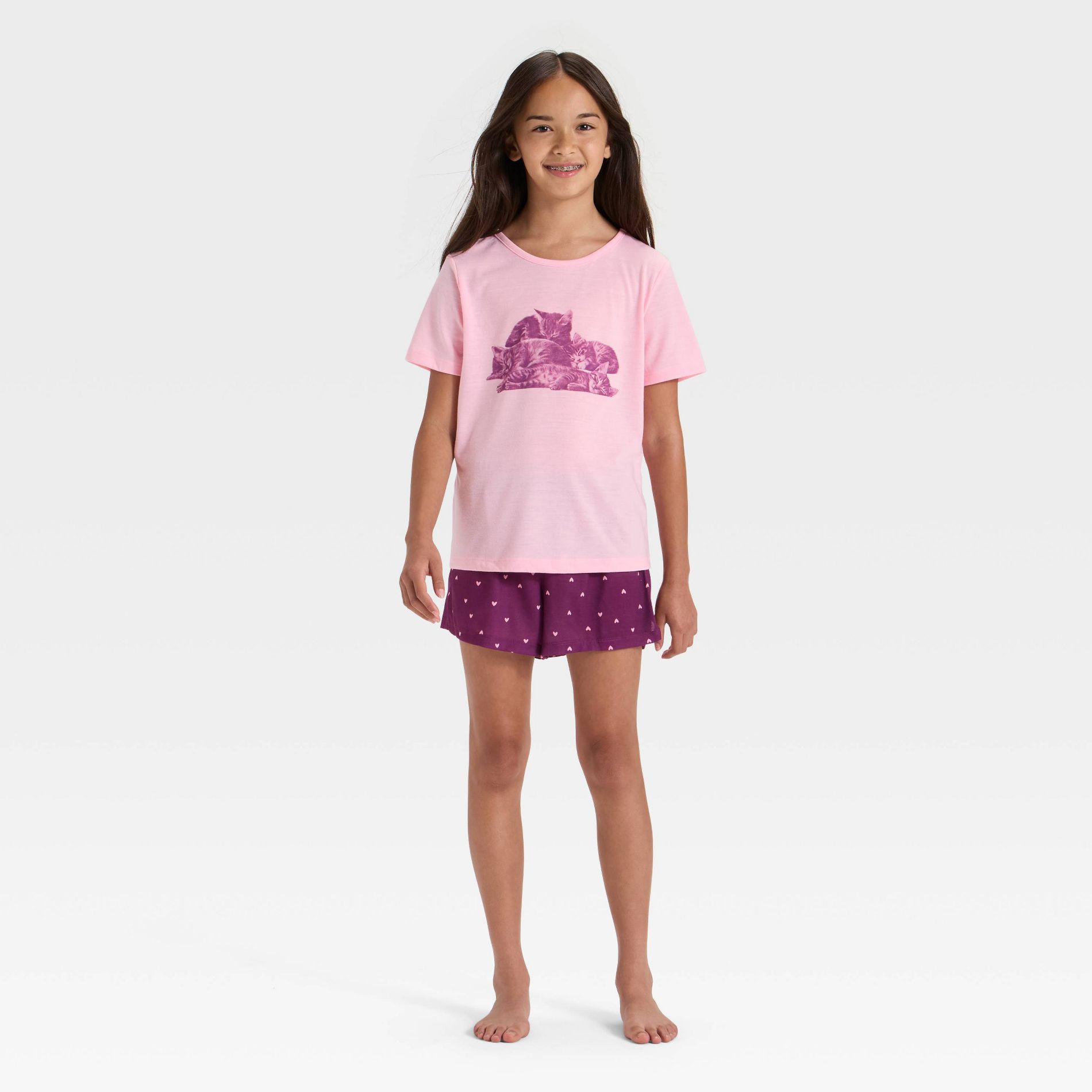 Girls' 2pc Short Sleeve Pajama Set - Cat & Jack™ Pink XL