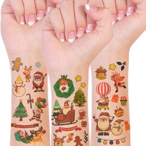 Wrapables Waterproof Temporary Tattoos, Birthday Party Favors and Supplies, Goodie Bag Fillers, 30 Sheets Christmas - 1 of 4