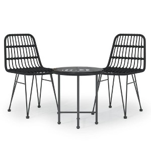 vidaXL Garden Dining Set Black Steel Compact Durable Garden Dining Set - Black - 1 of 4