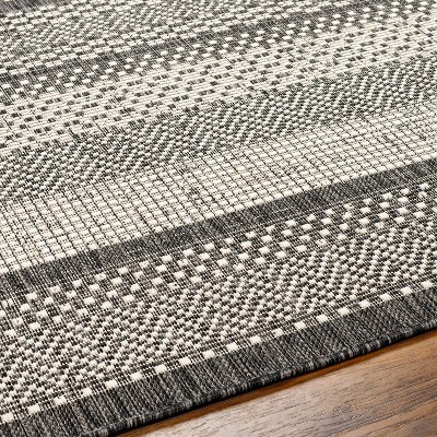 Hessa Black and Gray Rectangular Polypropylene Outdoor Rug