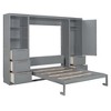 TIRAMISUBEST Queen Size Murphy Bed Wall Bed with Bulit-in Wardrobe and 5 Storage Drawers, Space Saving Foldable Murphy Cabinet Bed with Open Shelves - 3 of 4