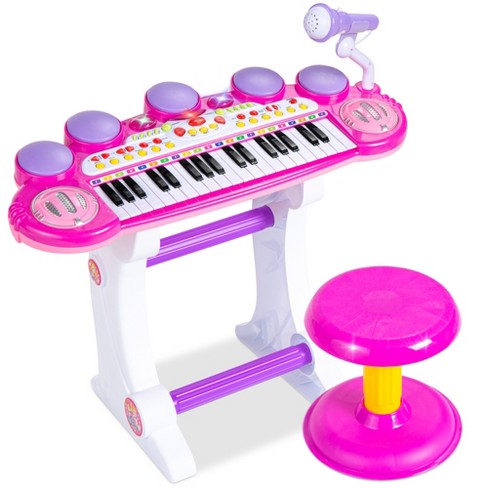 Kids Electric Musical Guitar Toy Play Set,Microphone,Pink Children