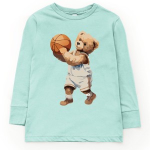 The Juniper Shop Watercolor Basketball Bear Youth Long Sleeve Tee - 1 of 4
