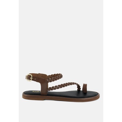 Stallone Black Braided Flat Sandals